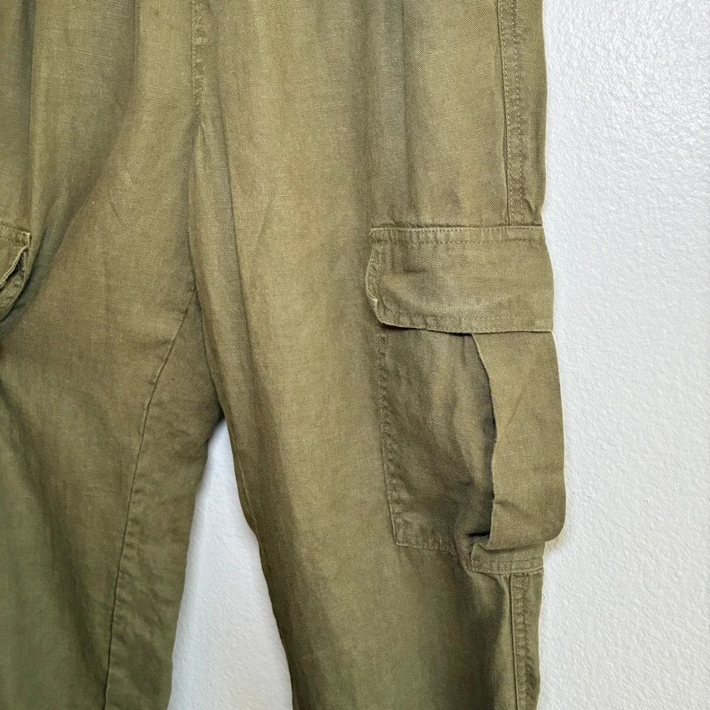 Cotton On Linen Cargo Pants Women Small Olive Green Utility Minimalist Gorpcore